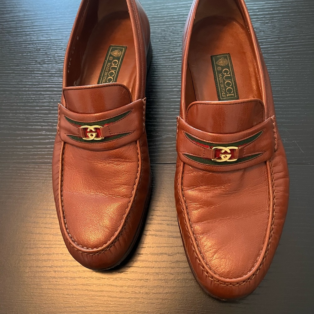 Gucci Men's Tan Leather Slip-On Loafers